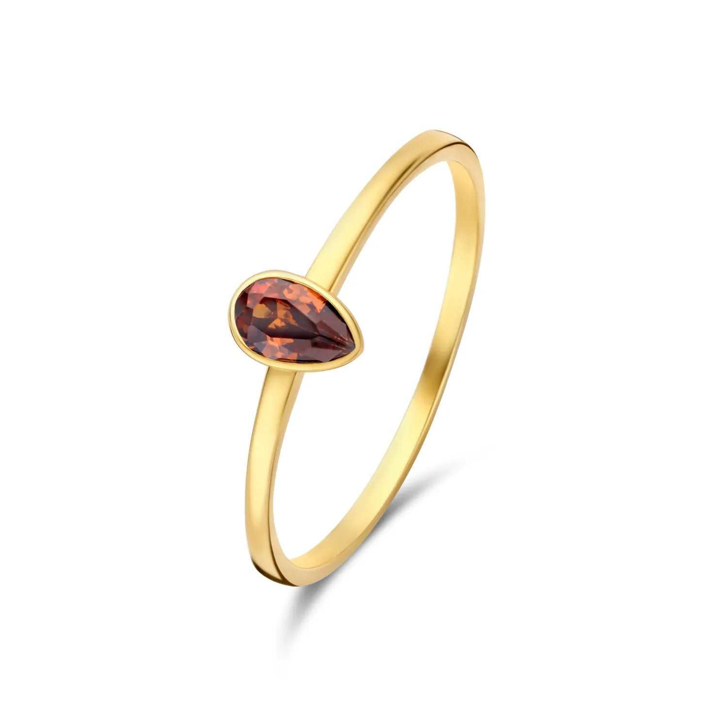 Isabel Bernard Baguette Brune 14 karaat gouden ring met bruine zirkonia steen Outlet