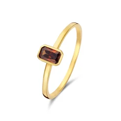 Isabel Bernard Baguette Brune 14 karaat gouden ring met bruine zirkonia steen Best