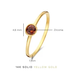 Isabel Bernard Baguette Brune 14 karaat gouden ring met bruine zirkonia steen Online