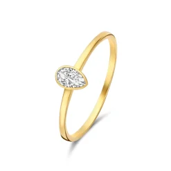 Isabel Bernard Baguette Genevieve 14 karaat gouden ring met witte zirkonia steen Discount