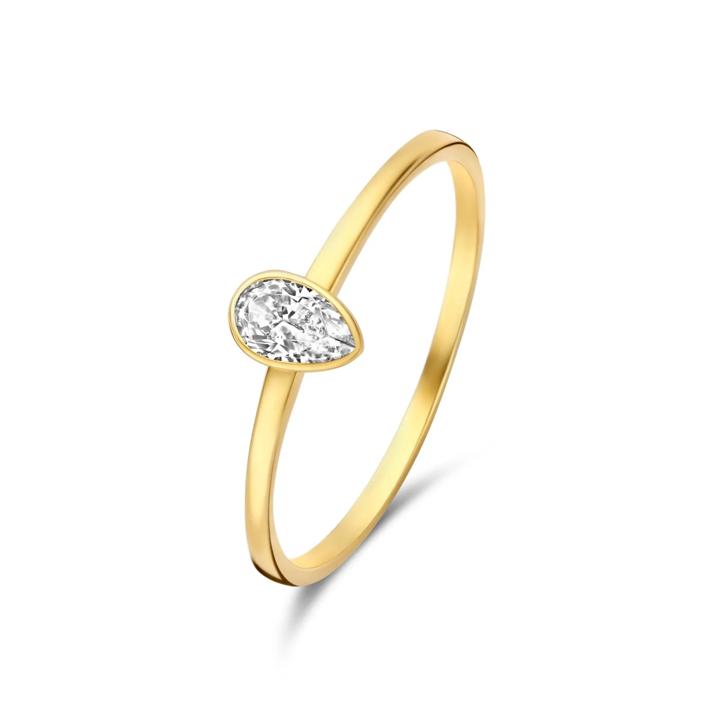 Isabel Bernard Baguette Genevieve 14 karaat gouden ring met witte zirkonia steen Discount