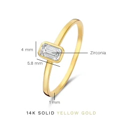 Isabel Bernard Baguette Genevieve 14 karaat gouden ring met witte zirkonia steen Cheap