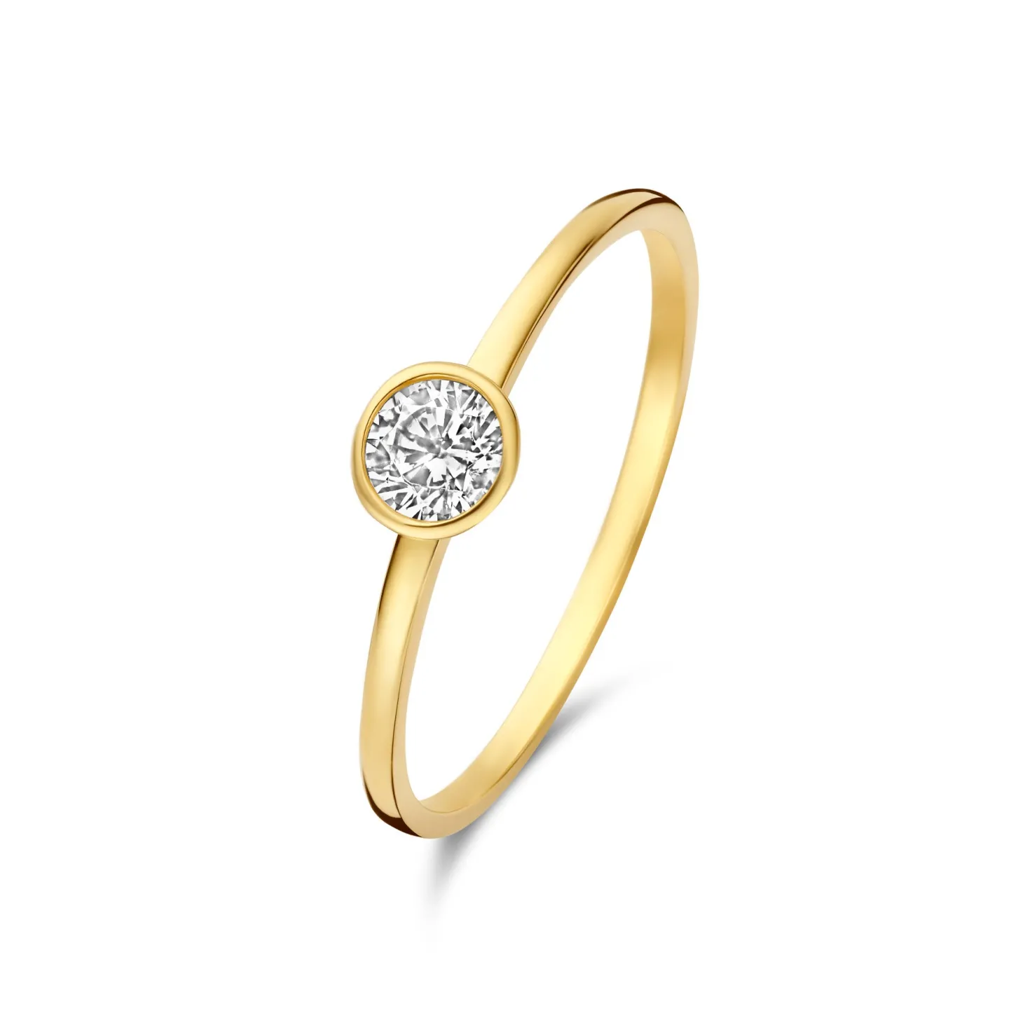Isabel Bernard Baguette Genevieve 14 karaat gouden ring met witte zirkonia steen Discount
