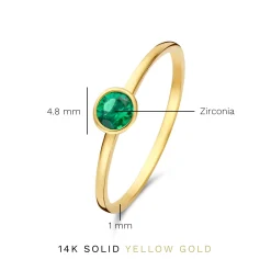 Isabel Bernard Baguette Olivia 14 karaat gouden ring met groene zirkonia steen Cheap