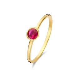 Isabel Bernard Baguette Roux 14 karaat gouden ring met rode zirkonia steen Online
