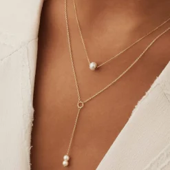 Isabel Bernard Belleville Luna 14 karaat gouden collier met zoetwaterparel Online