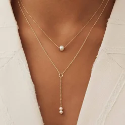 Isabel Bernard Belleville Luna 14 karaat gouden collier met zoetwaterparels Clearance