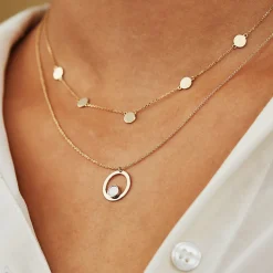 Isabel Bernard Belleville Nova 14 karaat gouden collier met parelmoer Hot