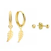 Isabel Bernard Cadeau d'Isabel 14 karaat gouden oorbellen set met veertje Shop