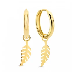 Isabel Bernard Cadeau d'Isabel 14 karaat gouden oorbellen set met veertje Shop