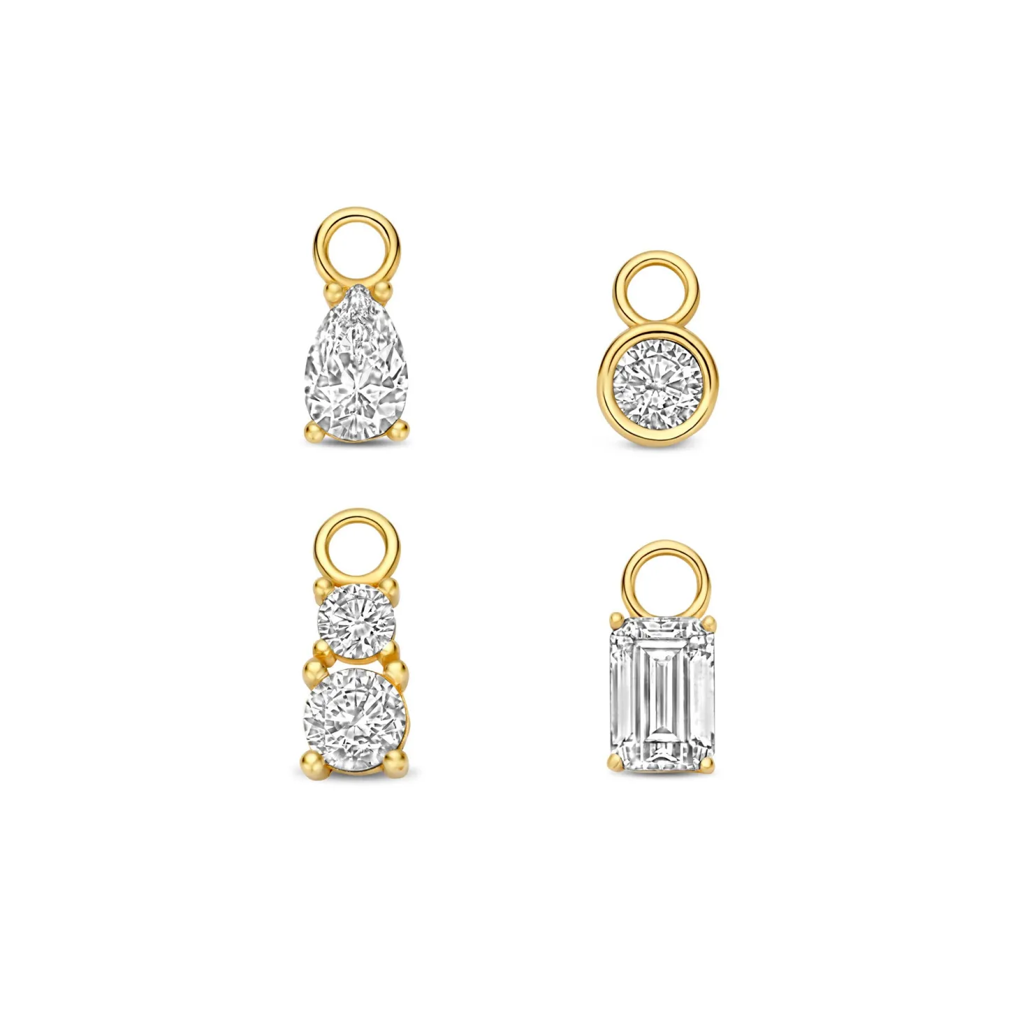 Isabel Bernard Cadeau d'Isabel 14 karaat gouden vierdelige oorbedel set met zirkonia steentjes | zonder creolen Cheap