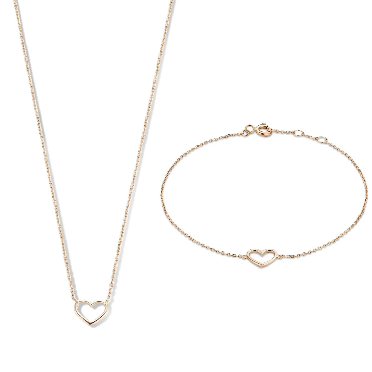 Isabel Bernard Cadeau d'Isabel 14 karaat rosé gouden collier en armband giftset met hartje Hot