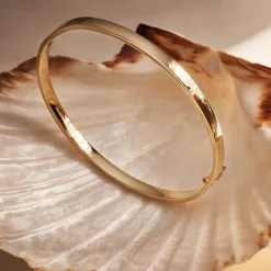 Isabel Bernard Cour d'Honneur Clara 14 karaat gouden bangle met rechthoekige rand Outlet