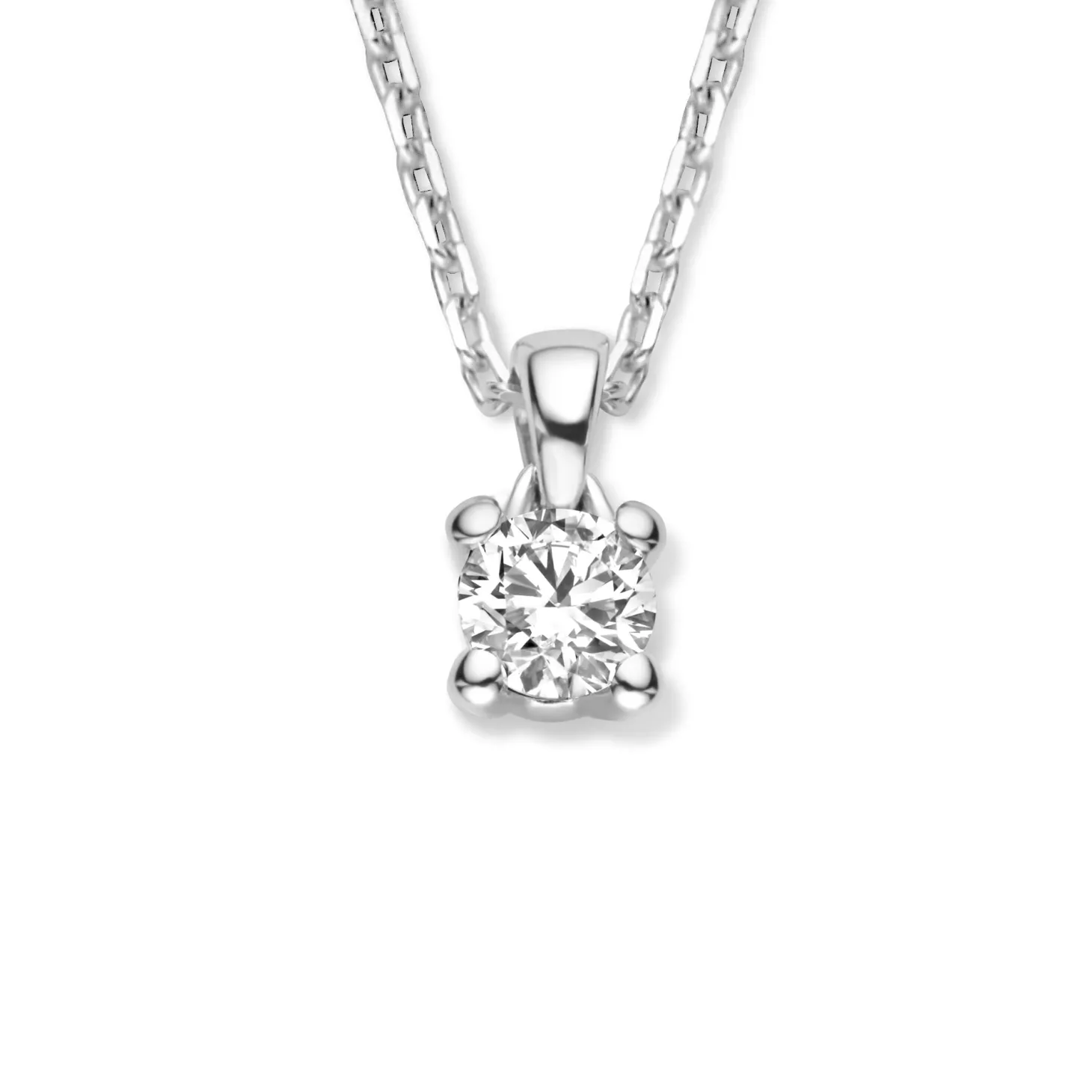 Isabel Bernard De la Paix Christine 14 karaat witgouden collier met diamant 0.10 karaat Discount