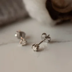 Isabel Bernard De la Paix Emily 14 karaat witgouden oorknoppen met diamant 0.10 karaat Store