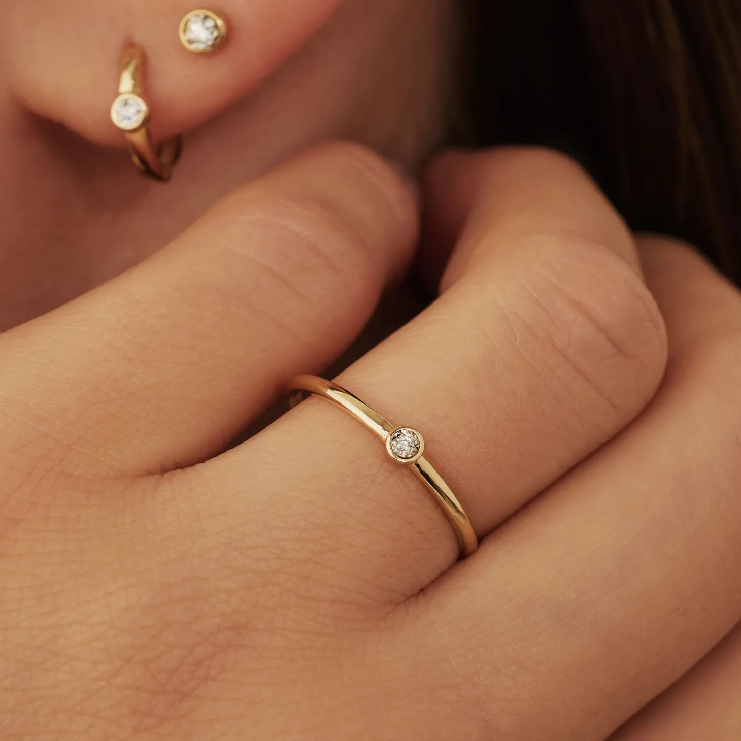 Isabel Bernard De la Paix Inaya 14 karaat gouden ring met diamant 0.01 karaat Best