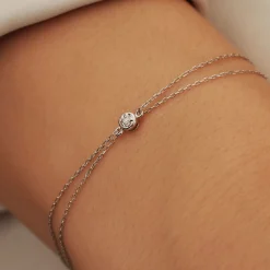 Isabel Bernard De la Paix Inaya 14 karaat witgouden armband met diamant 0.02 karaat Cheap