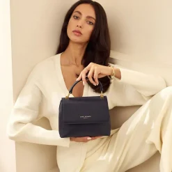 Isabel Bernard Femme Forte Heline blauwe leren handtas van kalfsleer Sale