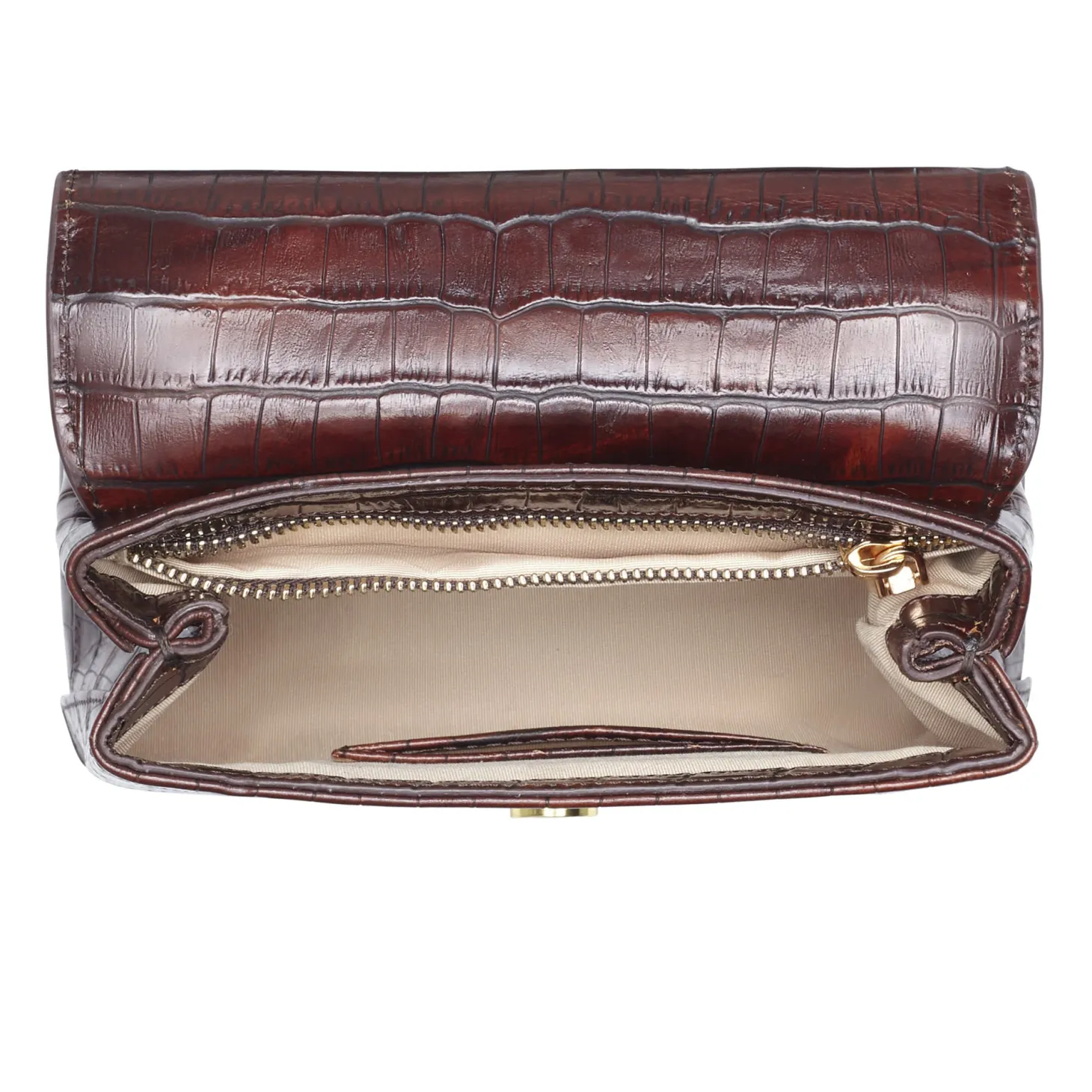Isabel Bernard Femme Forte Heline croco bruine leren handtas van kalfsleer Fashion