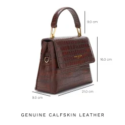 Isabel Bernard Femme Forte Heline croco bruine leren handtas van kalfsleer Fashion
