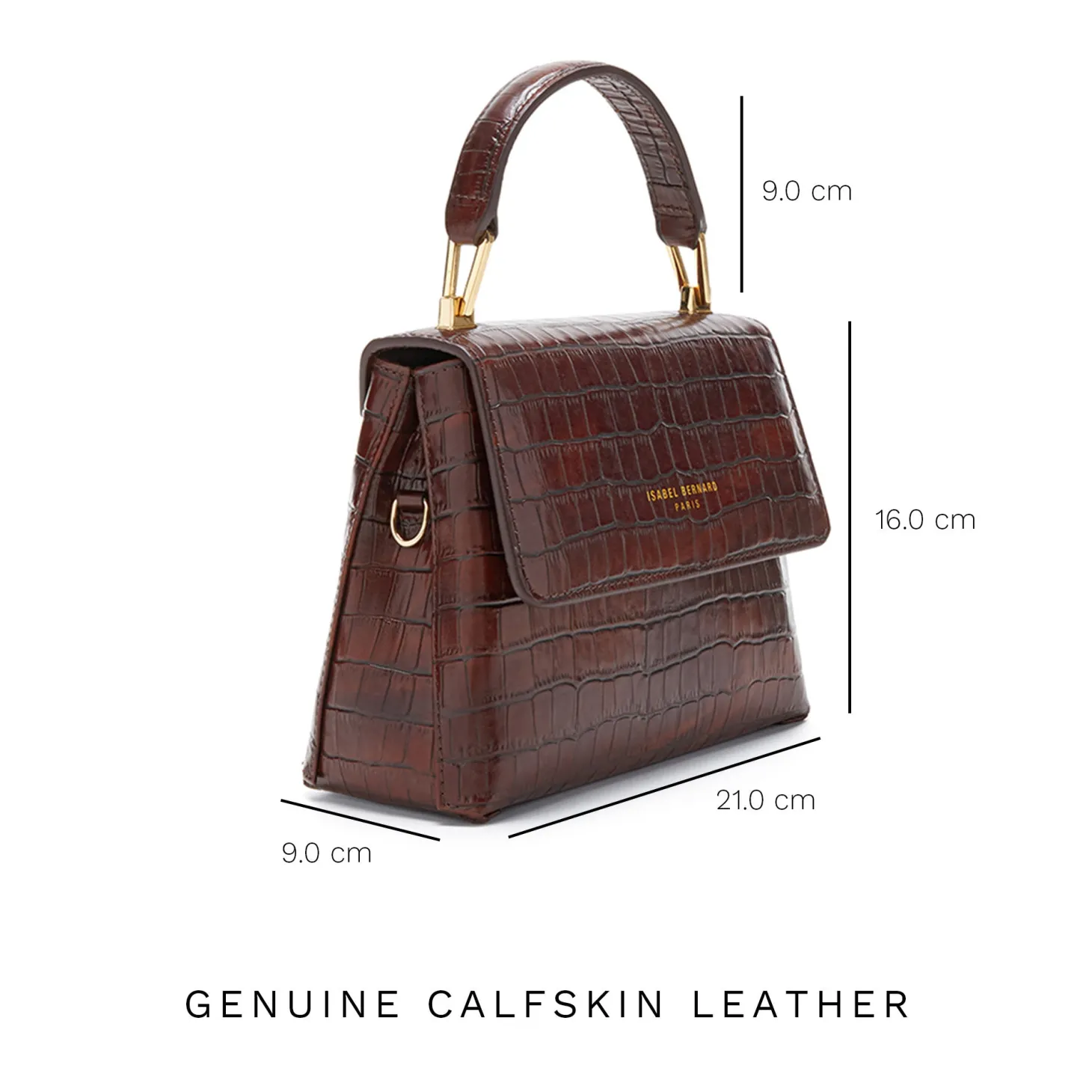 Isabel Bernard Femme Forte Heline croco bruine leren handtas van kalfsleer Fashion