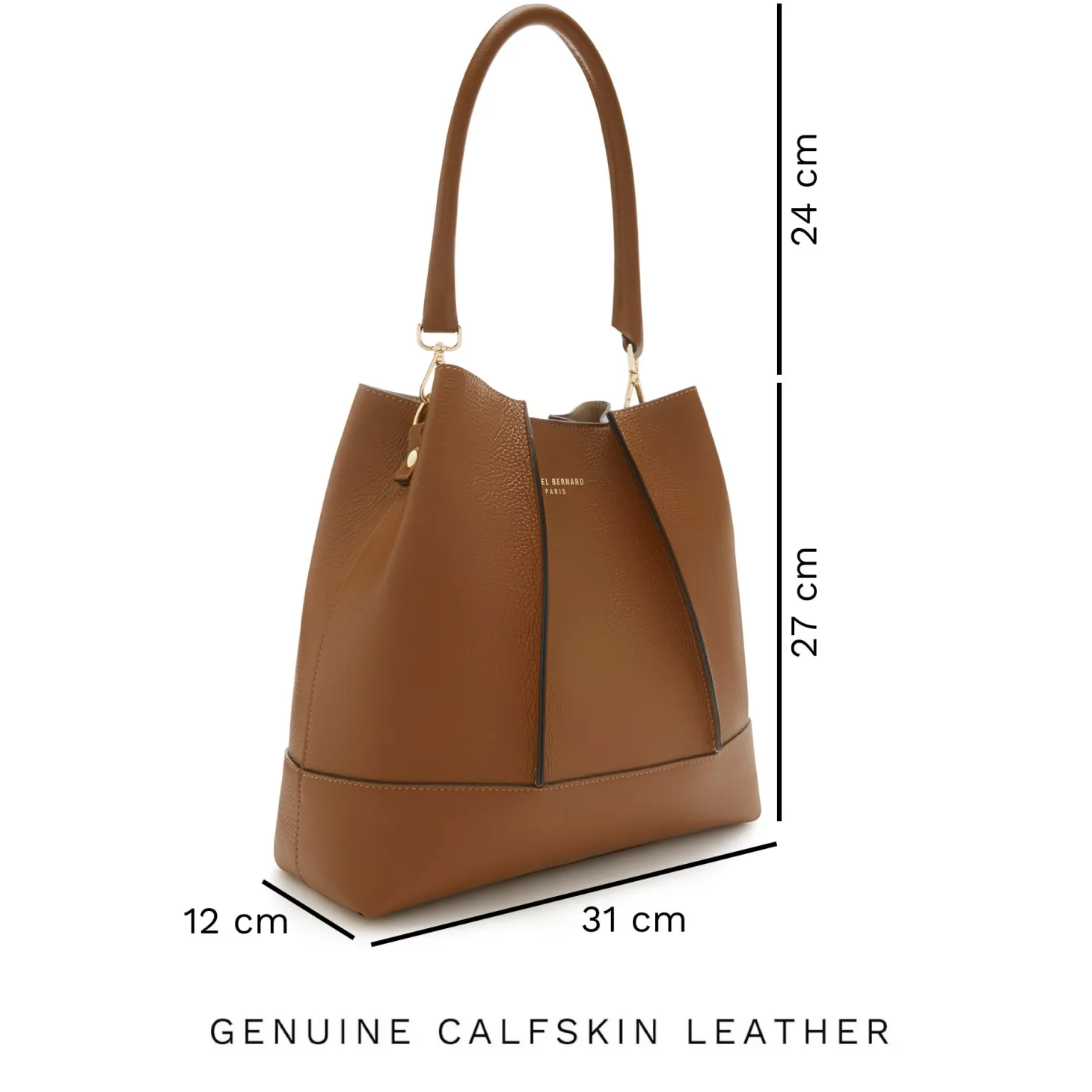 Isabel Bernard Femme Forte Macie cognac leren schoudertas van kalfsleer Sale