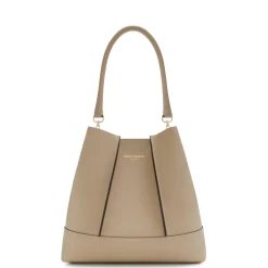 Isabel Bernard Femme Forte Macie taupe leren schoudertas van kalfsleer Online