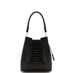 Isabel Bernard Femme Forte Minette croco zwarte leren handtas van kalfsleer Flash Sale