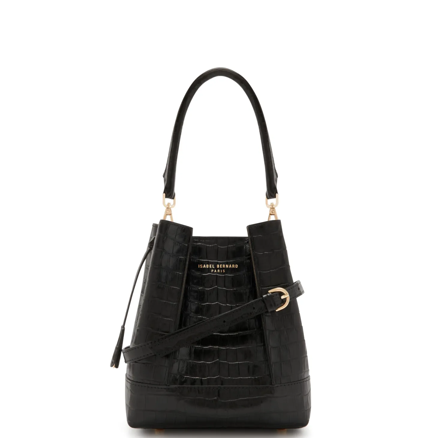 Isabel Bernard Femme Forte Minette croco zwarte leren handtas van kalfsleer Flash Sale