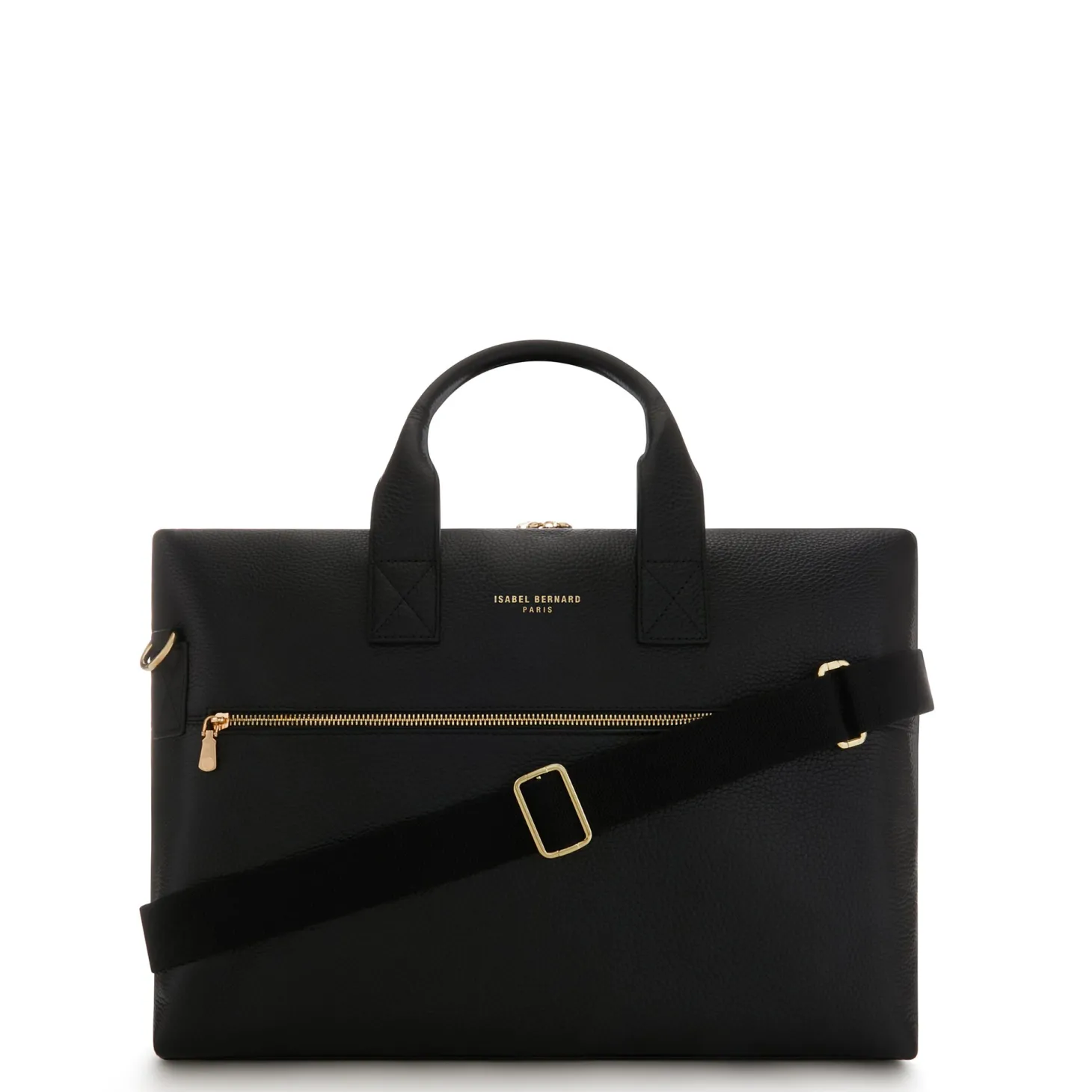 Isabel Bernard Honoré Anique zwarte leren handtas van kalfsleer met 16.4 inch laptopvak Flash Sale