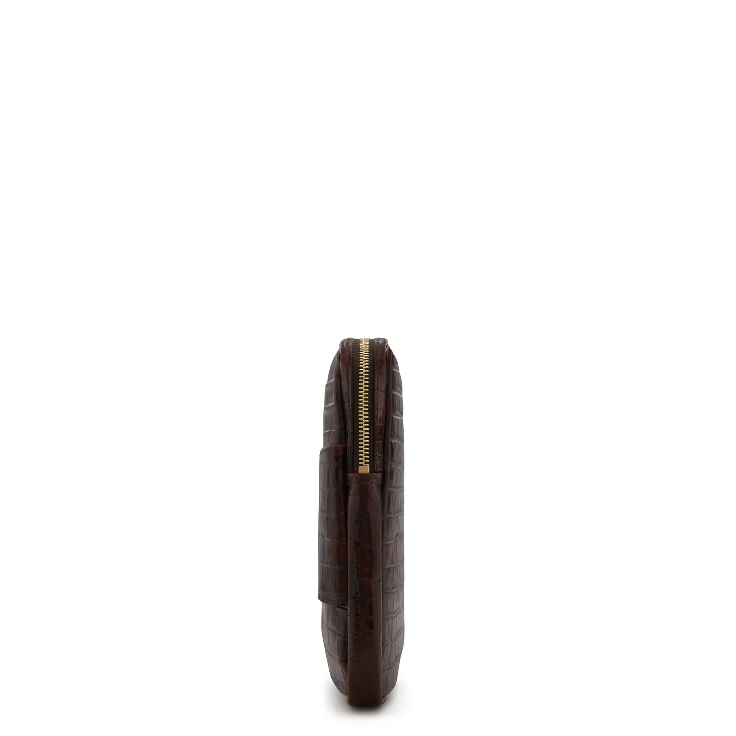 Isabel Bernard Honoré Caress croco bruine leren laptop hoes van kalfsleer New