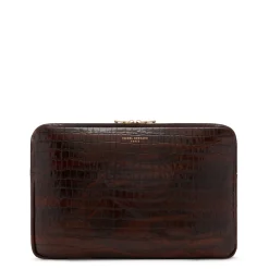Isabel Bernard Honoré Caress croco bruine leren laptop hoes van kalfsleer New