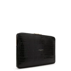 Isabel Bernard Honoré Caress croco zwarte leren laptop hoes van kalfsleer Best