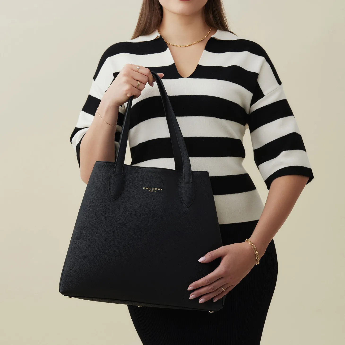 Isabel Bernard Honoré Francine zwarte leren shopper van kalfsleer Sale