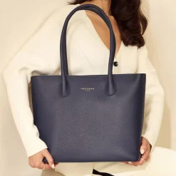 Isabel Bernard Honoré Lysanne blauwe leren shopper van kalfsleer Best