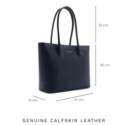 Isabel Bernard Honoré Lysanne blauwe leren shopper van kalfsleer Best
