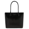 Isabel Bernard Honoré Lysanne croco zwarte leren shopper van kalfsleer Best