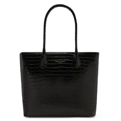 Isabel Bernard Honoré Lysanne croco zwarte leren shopper van kalfsleer Best