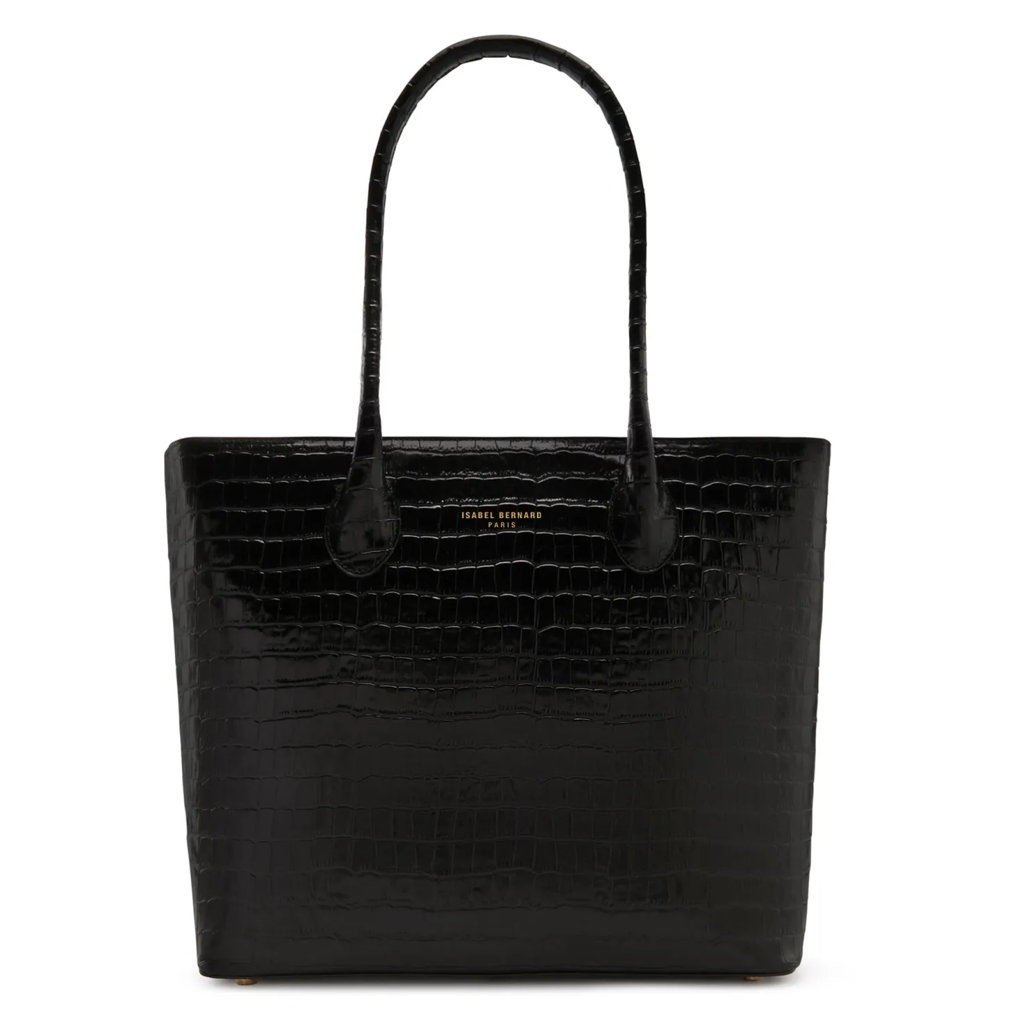 Isabel Bernard Honoré Lysanne croco zwarte leren shopper van kalfsleer Best