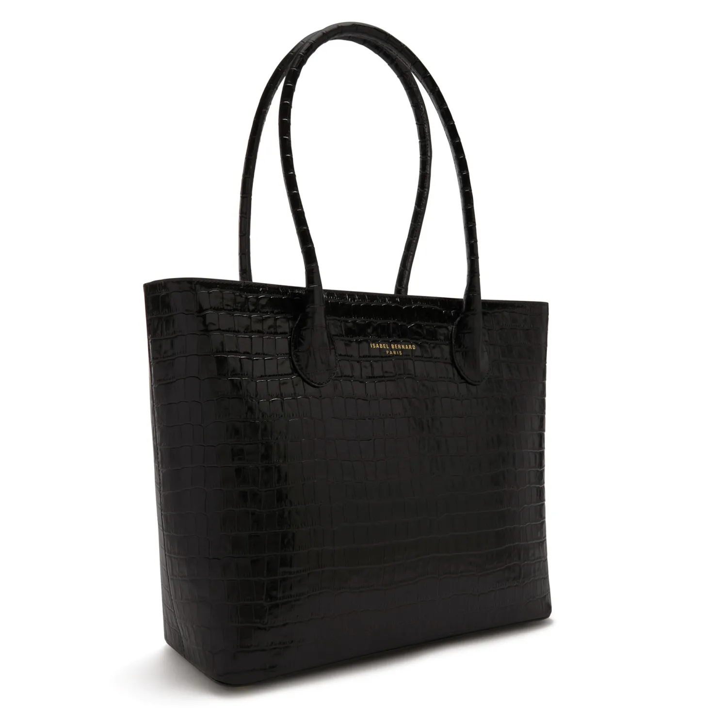 Isabel Bernard Honoré Lysanne croco zwarte leren shopper van kalfsleer Best