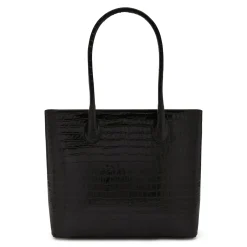 Isabel Bernard Honoré Lysanne croco zwarte leren shopper van kalfsleer Best
