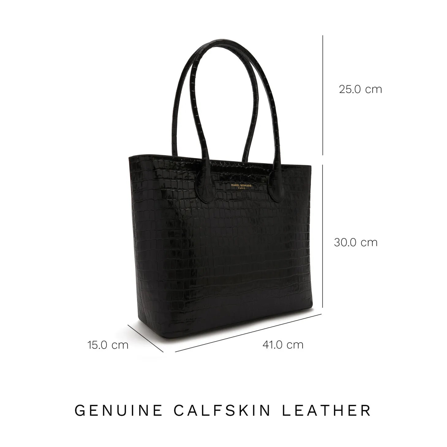 Isabel Bernard Honoré Lysanne croco zwarte leren shopper van kalfsleer Best