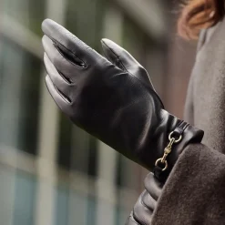 Isabel Bernard Honoré Marcelia zwarte leren handschoenen van geitenleer Discount