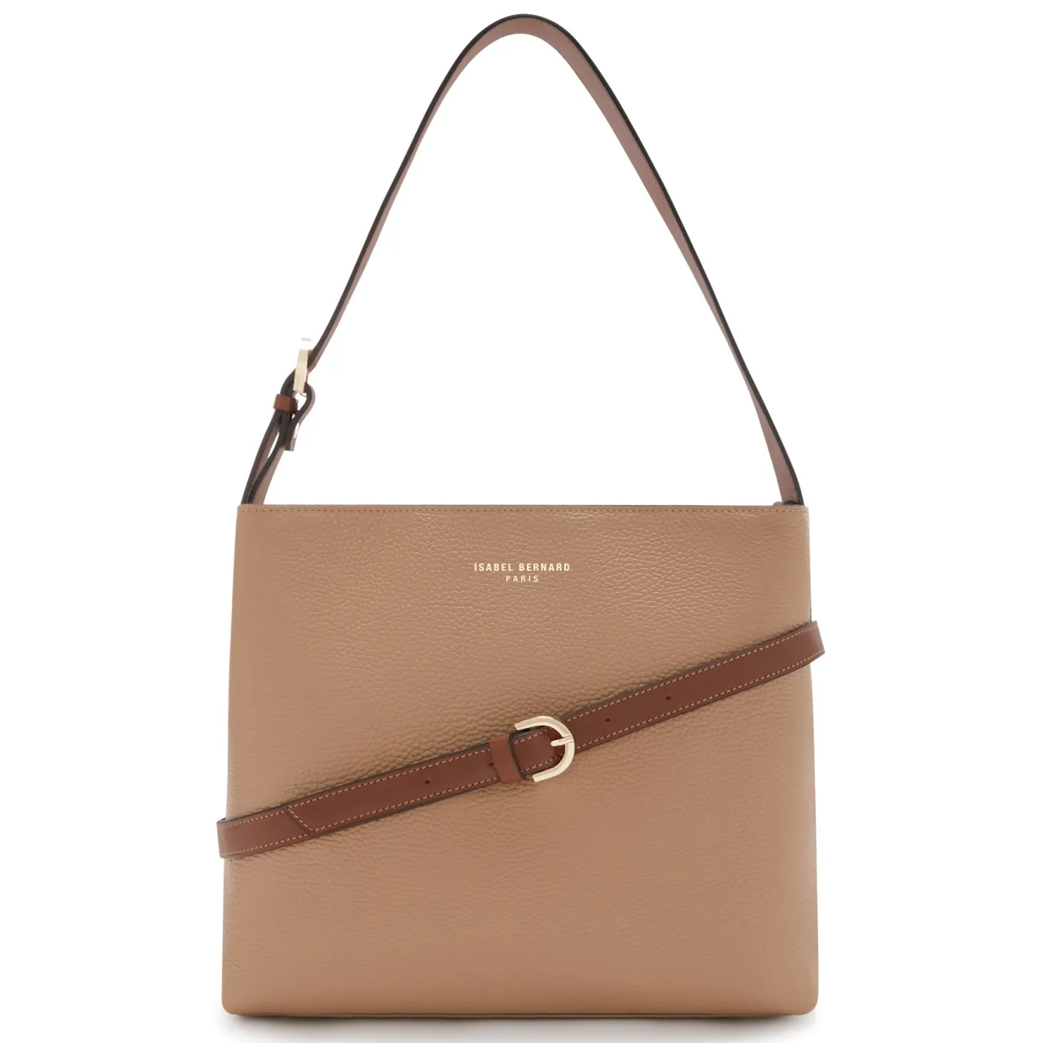 Isabel Bernard Honoré Adriane Midi beige leren schoudertas van kalfsleer Cheap