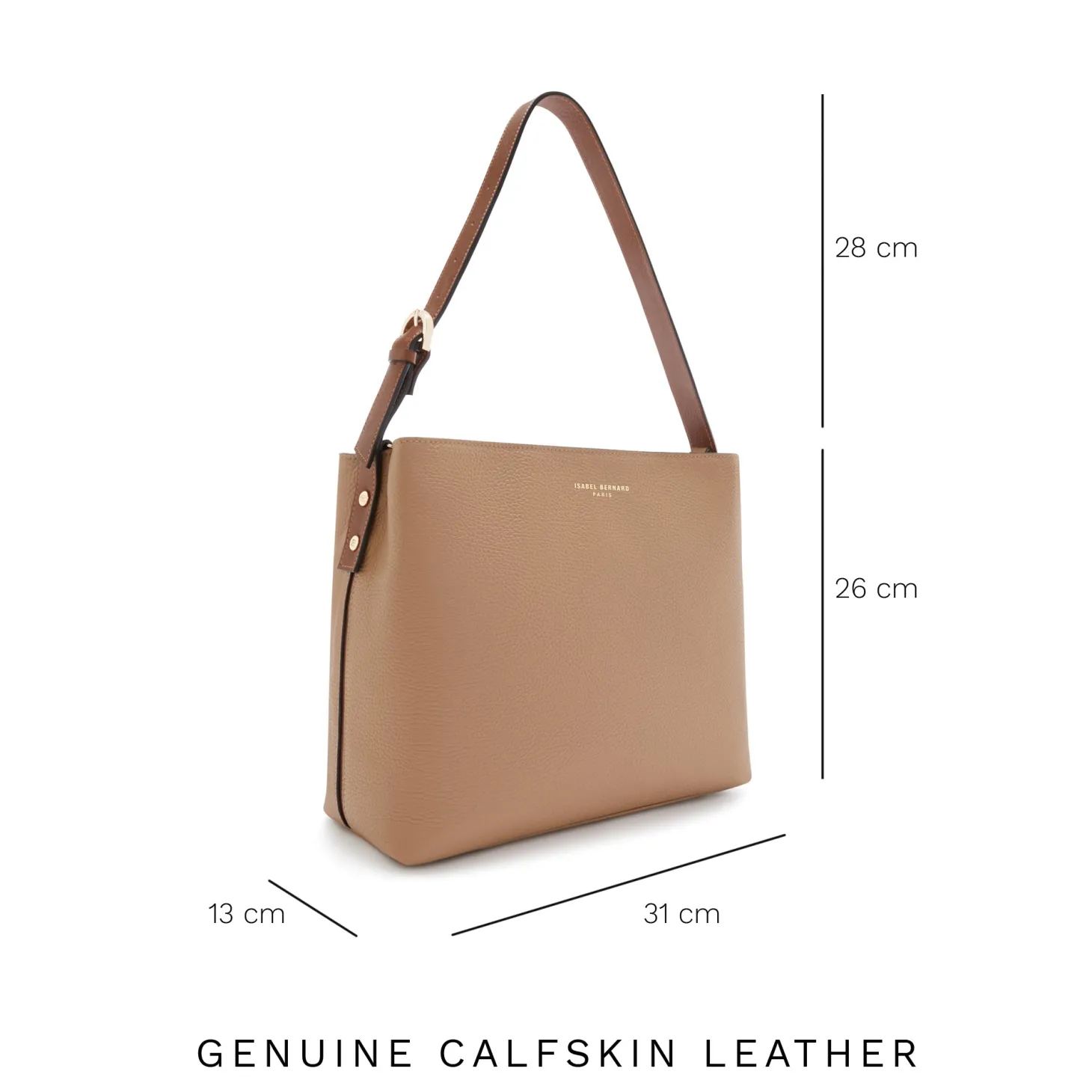 Isabel Bernard Honoré Adriane Midi beige leren schoudertas van kalfsleer Cheap