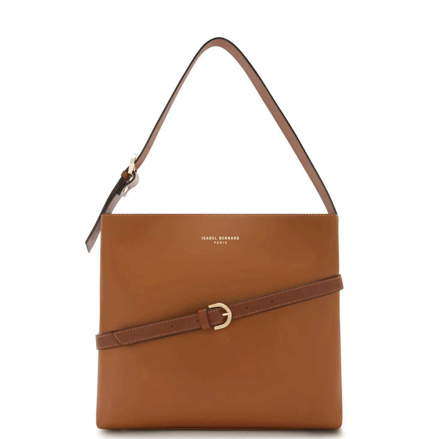 Isabel Bernard Honoré Adriane Midi cognac leren schoudertas van kalfsleer Flash Sale