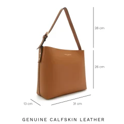 Isabel Bernard Honoré Adriane Midi cognac leren schoudertas van kalfsleer Flash Sale