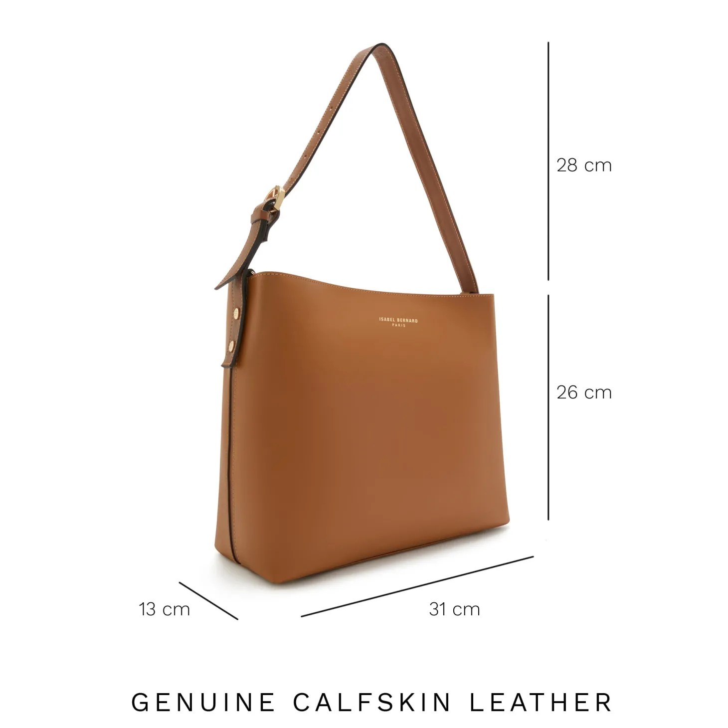 Isabel Bernard Honoré Adriane Midi cognac leren schoudertas van kalfsleer Flash Sale