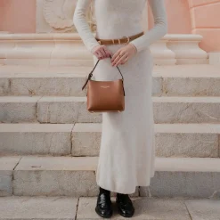 Isabel Bernard Honoré Adriane Mini cognac leren handtas van kalfsleer Hot