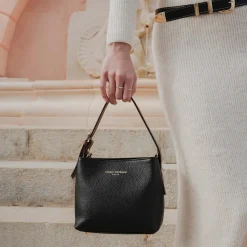 Isabel Bernard Honoré Adriane Mini zwarte leren handtas van kalfsleer Discount
